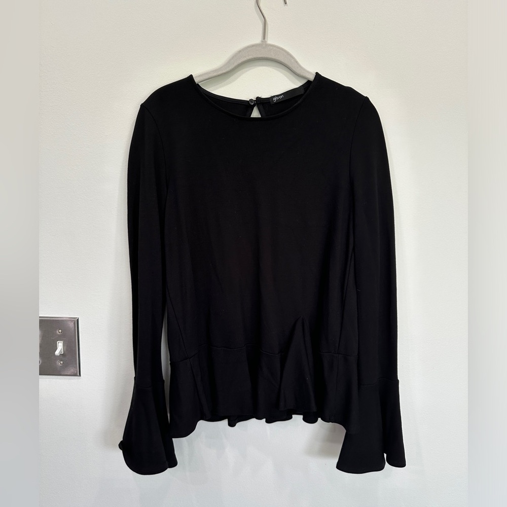 Gibson black ruffle trip top